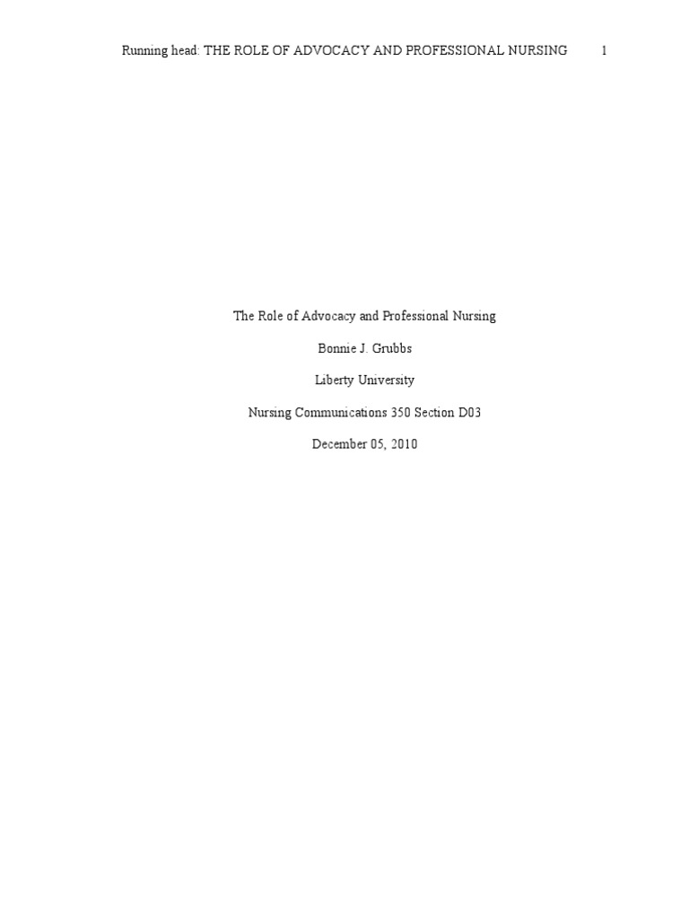 The Role Of Advocacy And Professional Nursing Pdf Nursing Patient