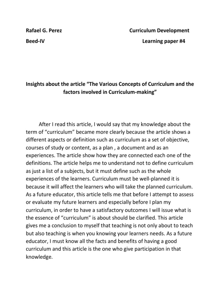 Understanding Curriculum Concepts | PDF