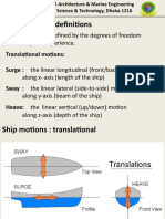 Ship Motions: Definitions: Ship Motions Are Defined by The Degrees of Freedom That A Ship Can Experience