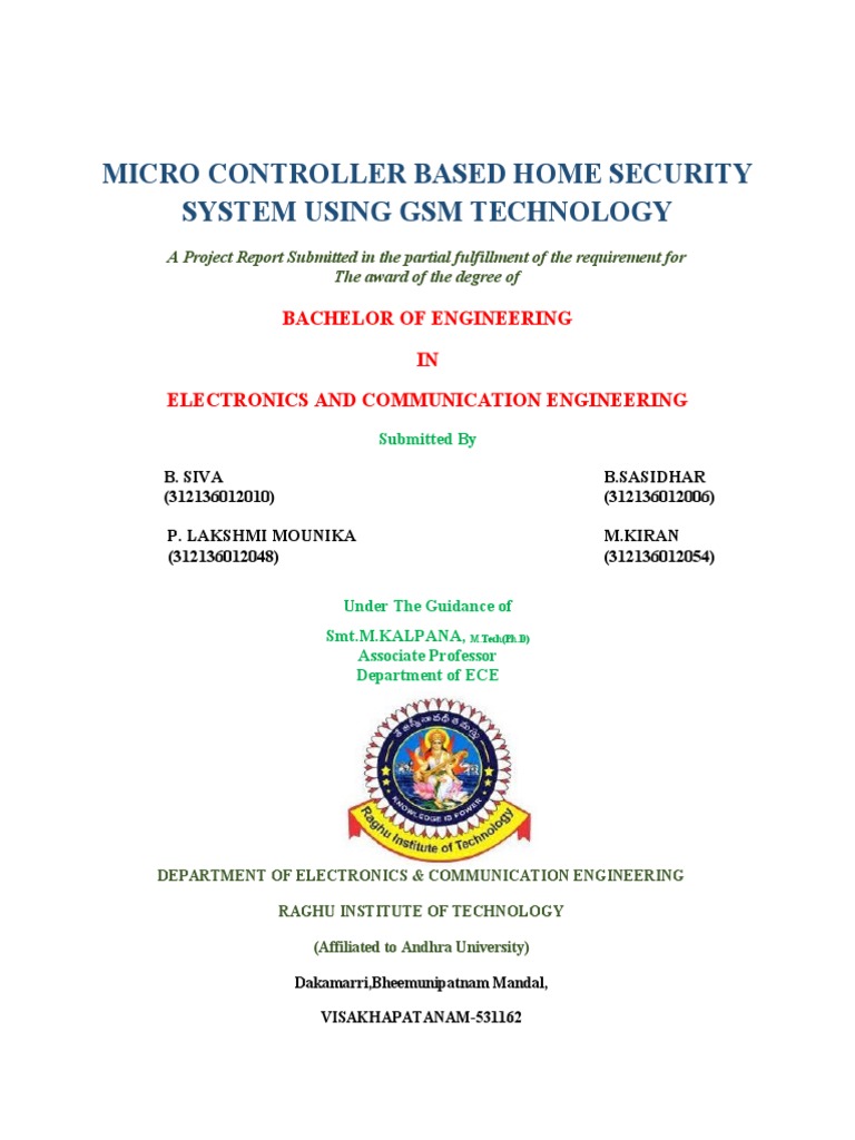 Micro Controller Based Home Security System Using GSM Technology PDF