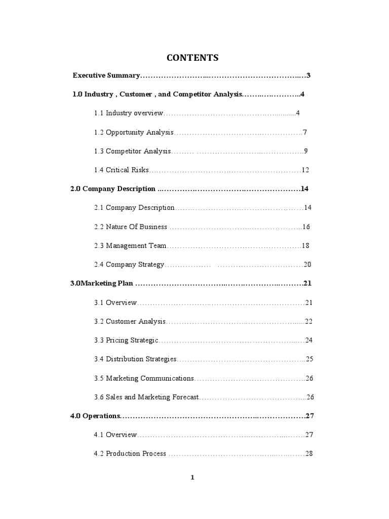 Business Plan Report PDF Retail Pricing