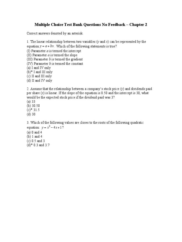 Chapter 2 Multiple Choice Test Bank | PDF | Matrix (Mathematics) | Mean