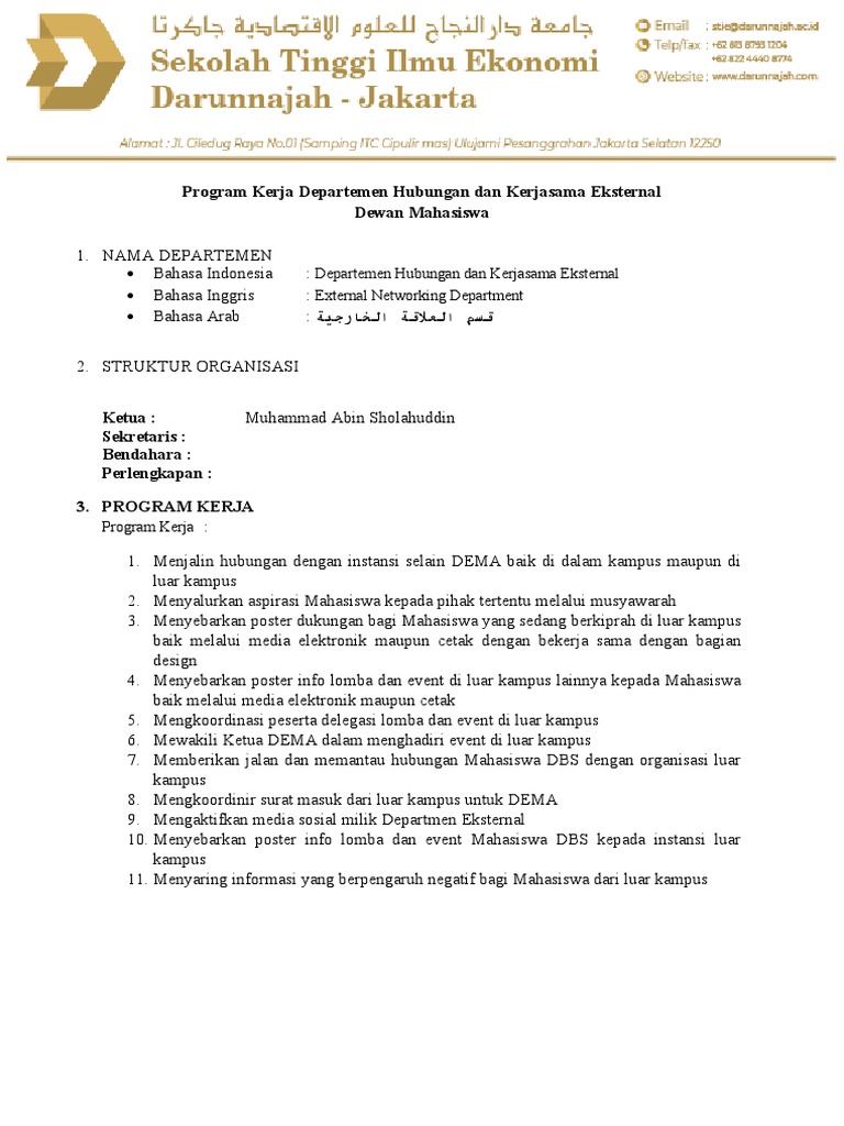 Program Kerja Departemen Eksternal DEMA | PDF | Ilmu Sosial | Seni