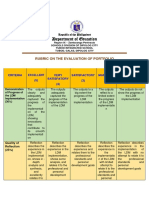 Department of Education: Rubric On The Evaluation of Portfolio