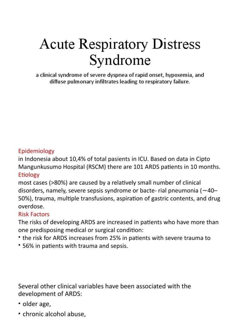 Acute Respiratory Distress Syndrome | PDF | Sepsis | Lung