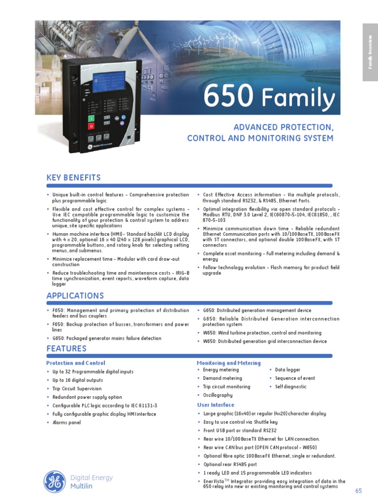 650 Family: Protection & Control Solutions | PDF | Programmable Logic ...