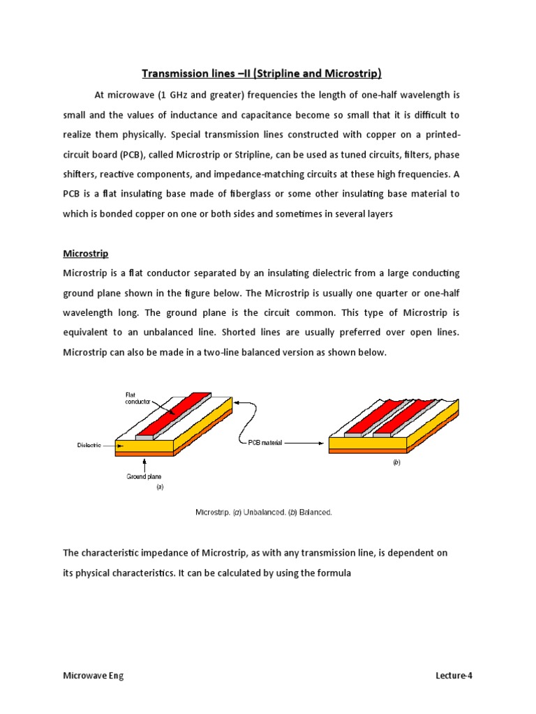 Transmission Lines II (Stripline and Microstrip) PDF Transmission