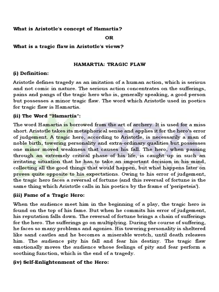 Aristotle's Concept of Hamartia | PDF | Tragedy | Psychological Concepts