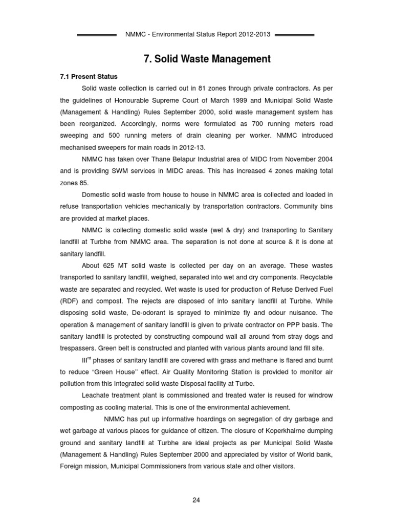 Solid Waste Management in Turbhe | PDF | Municipal Solid Waste | Waste ...