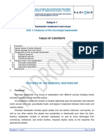 Unit 1: Features of The Municipal Wastewater: Subject 1 Wastewater Treatment and Reuse