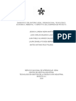 Diagnóstico Del Entorno Legal, Organizacional, Tecnológico, Económico, Ambiental y Competitivo de La Empresa de Proyecto.