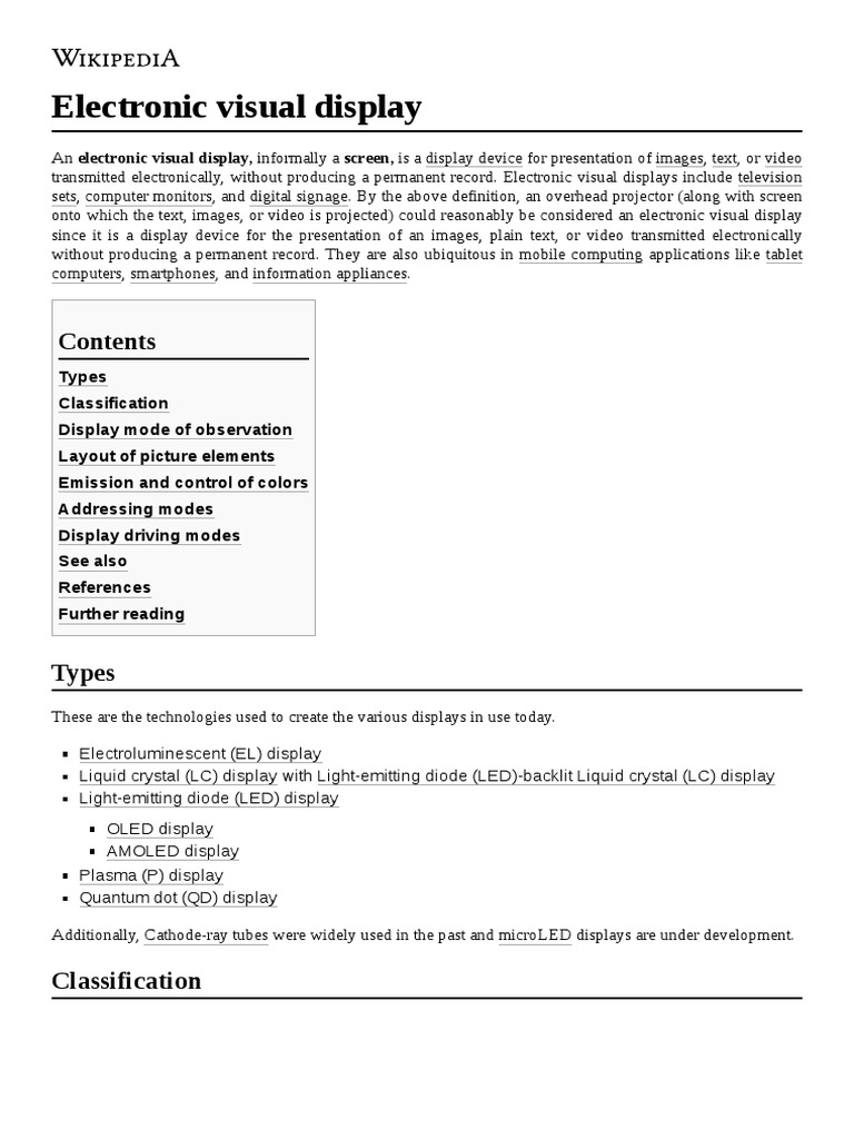 Electronic Visual Display | PDF | Liquid Crystal Display | Light ...