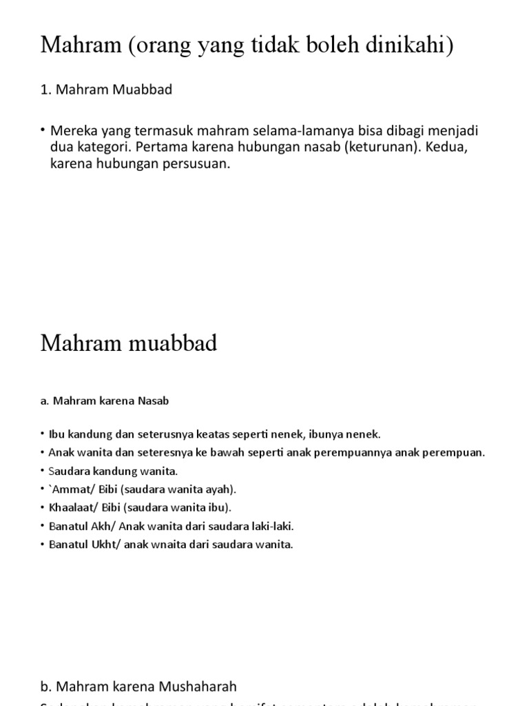 Definisi dan Jenis Mahram dalam Islam | PDF