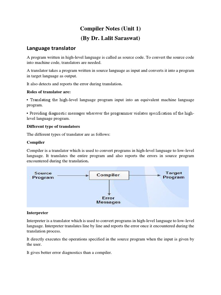 Compiler Unit 1 Handwritten Notes | PDF | Compiler | Computer Program