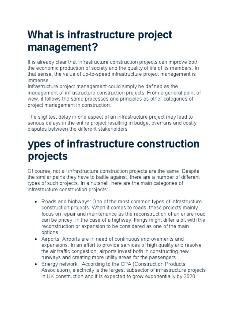 What Is Infrastructure Project Management | PDF | Infrastructure ...