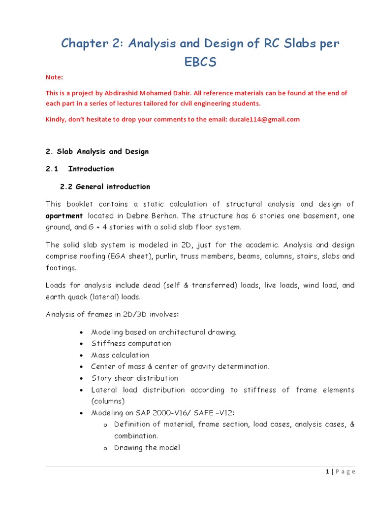 Chapter 2: Analysis and Design of RC Slabs Per Ebcs | PDF | Beam ...