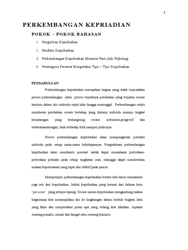 Kepribadian Dan Perkembangan Kepriadian Pdf