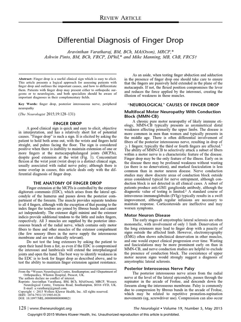 Differential Diagnosis of Finger Drop | PDF | Finger | Thumb