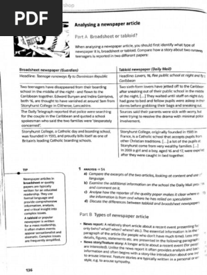 Analysing a newspaper article