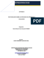 Actividad 3 - Texto Reflexivo Sobre Los Procesos de Aprendizaje y Evaluacion-Ricardo Ceron Guzman ID 362664