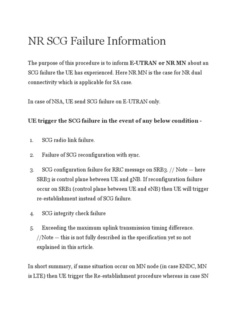 what is the scgfailureinformation message? | nr scg error – OICEX