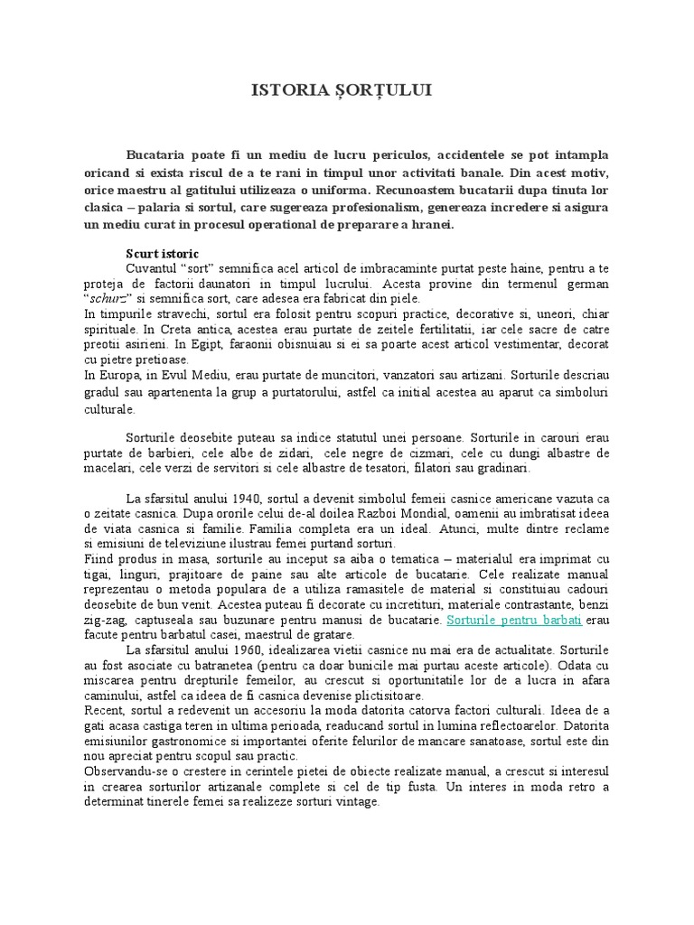 Istoria Șorțului | PDF