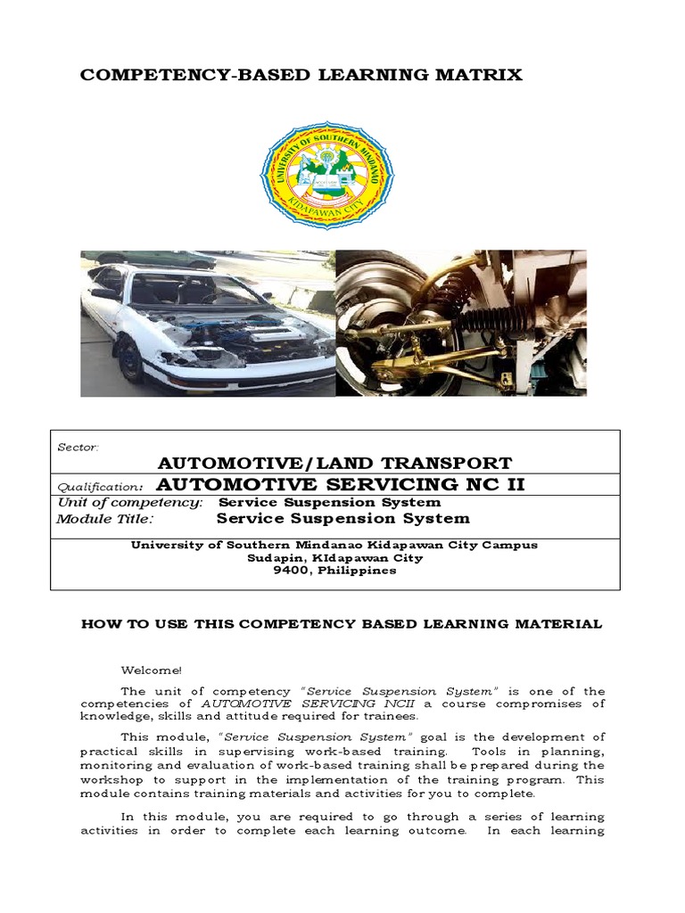 Automotive Servicing NC II Module | PDF | Educational Assessment ...