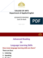 College of Arts Department of Applied English: Advanced Reading Sami Al-Heeh