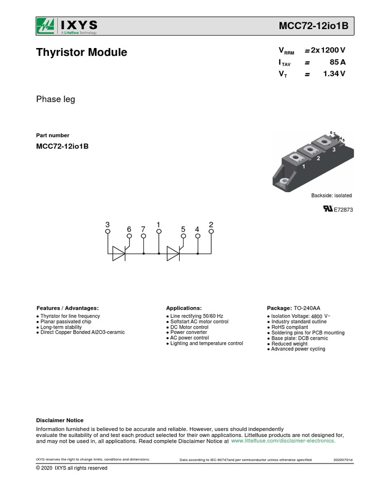 Thyristor Module: Phase Leg | PDF | Rectifier | Alternating Current