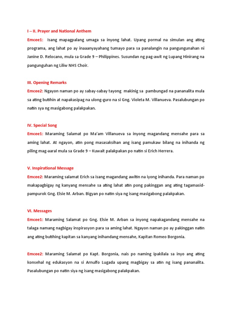 Awarding Ceremony Script PDF