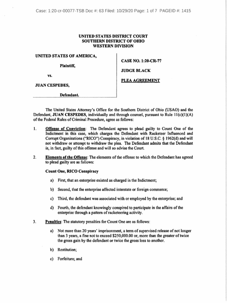 Cespedes Plea | PDF