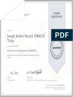 Joseph Andrei Patrick IGNACIO Tulay: Course Certificate
