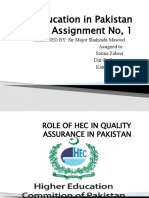 Education in Pakistan Assignment No, 1