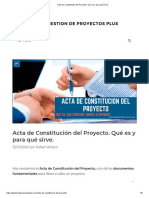 Acta de Constitución Del Proyecto. Qué Es y para Qué Sirve