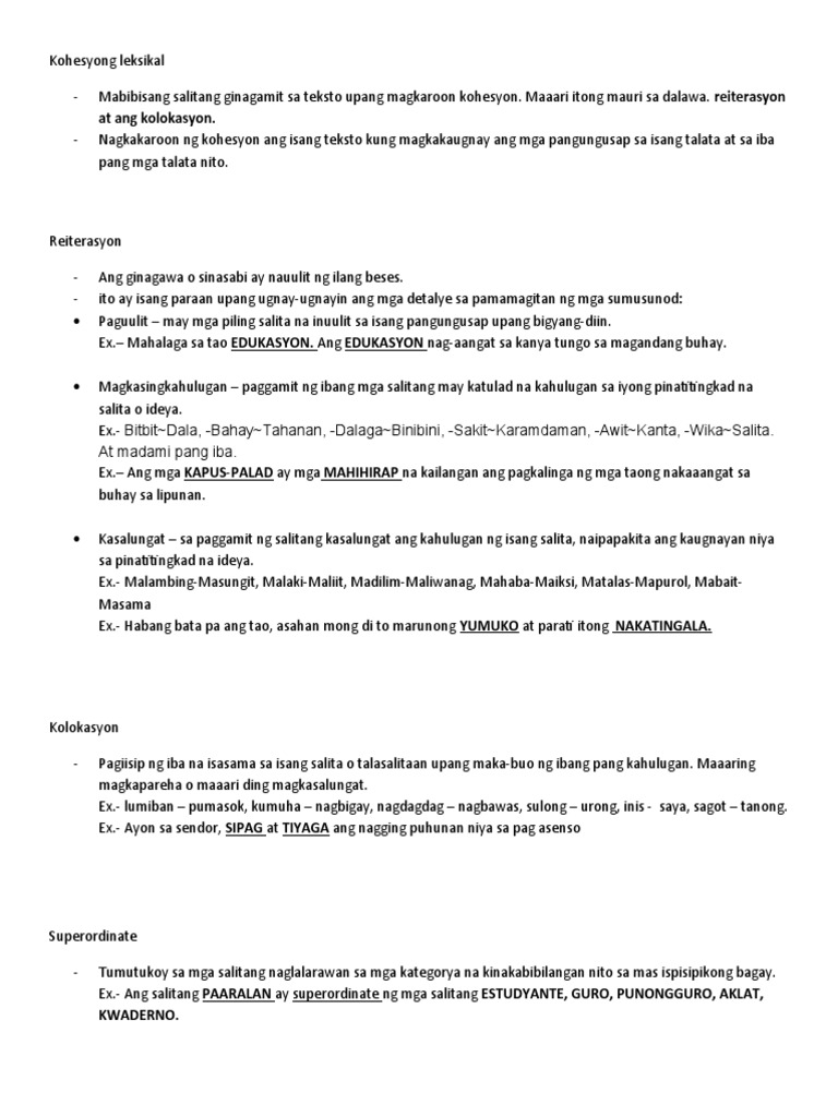 Kohesyong Leksikal Pdf