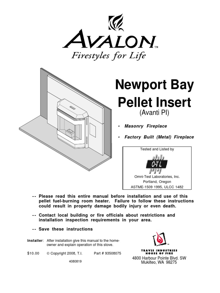 Avalon Pellet Stove PDF Fireplace Stove