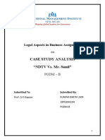 Case Study Analysis "NDTV vs. Mr. Sunil": Legal Aspects in Business Assignment