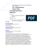 Article: A Psychometric Evaluation of The Occupational Stress Indicator