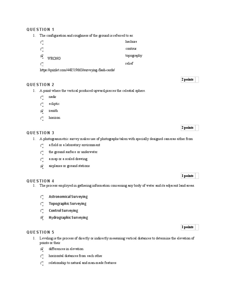 Surveying Questions PDF Surveying Geodesy