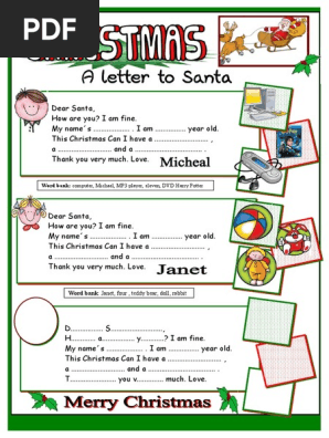 Dear Santa, age 8