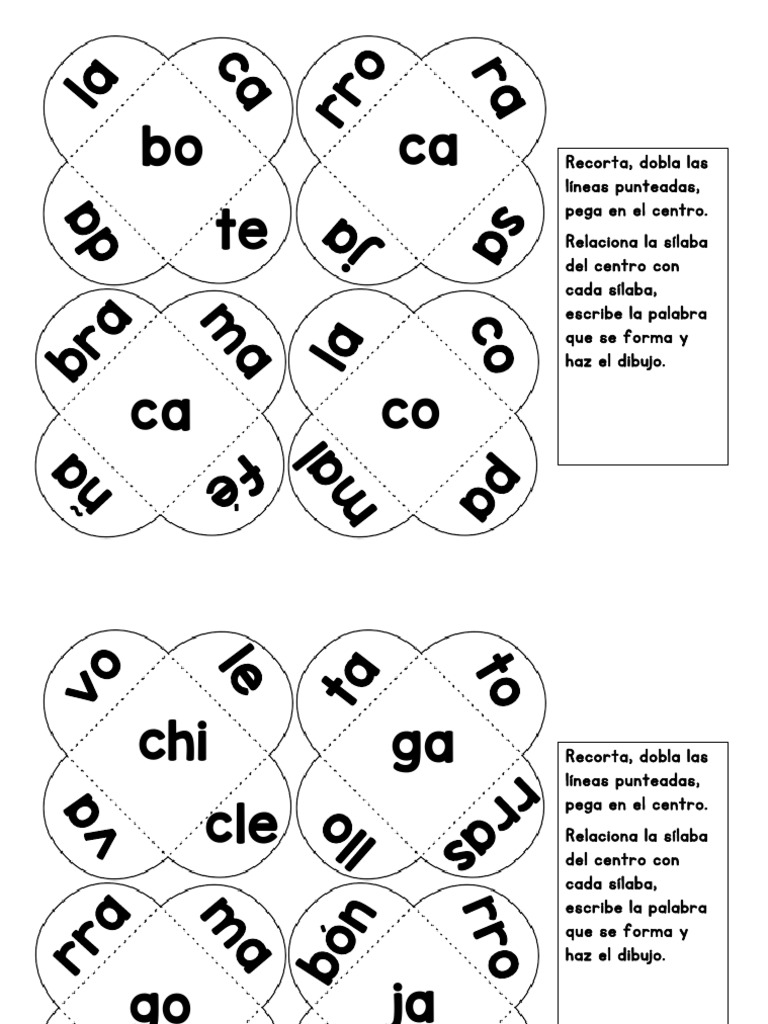 Actividades para formar palabras de 2 sílabas | PDF | Artes del ...