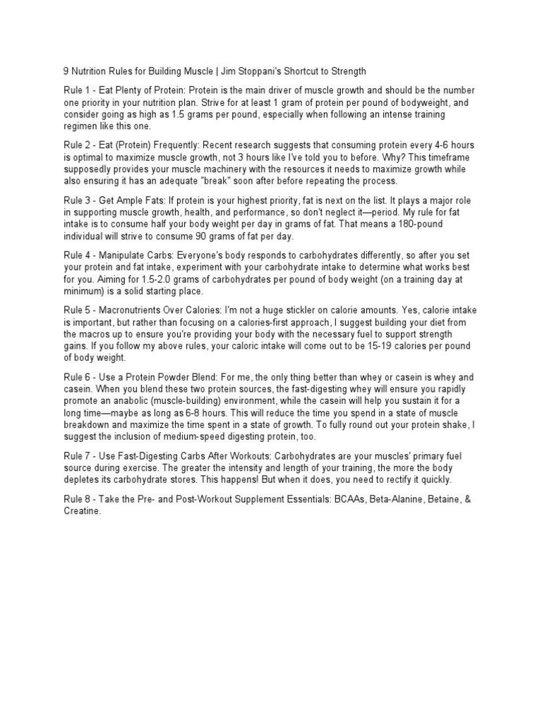 9 Nutrition Rules For Building Muscle PDF Muscle Hypertrophy