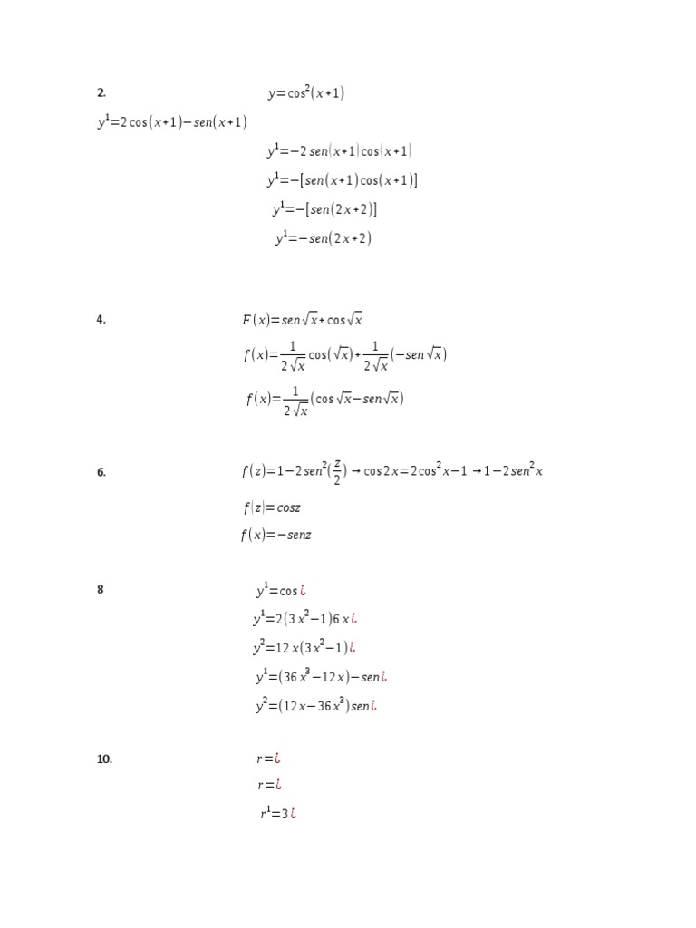 Trigonometric Functions and Derivatives | PDF
