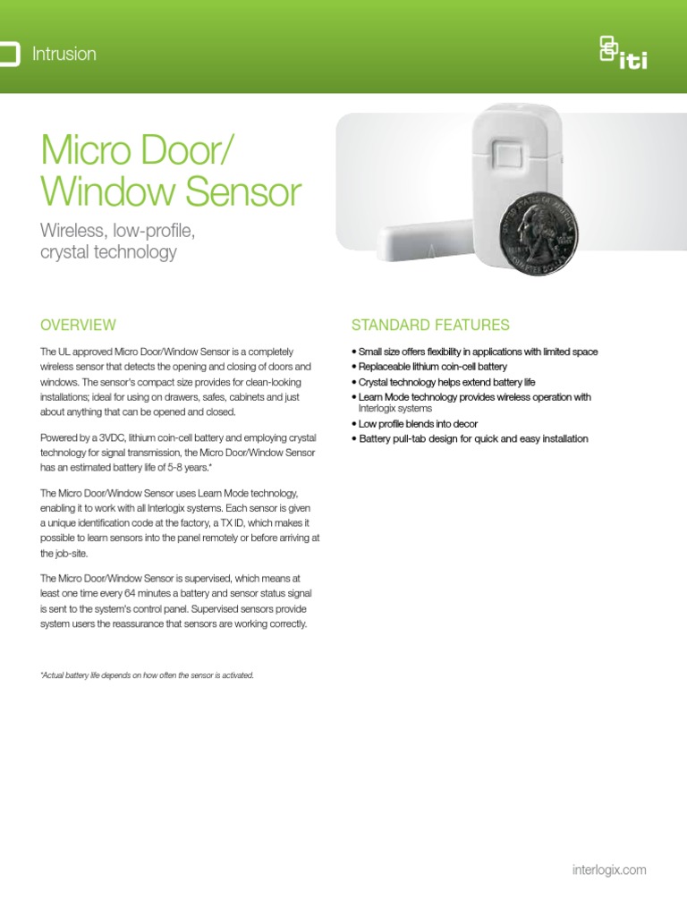 Micro Door/ Window Sensor: Wireless, Low-Profile, Crystal Technology ...