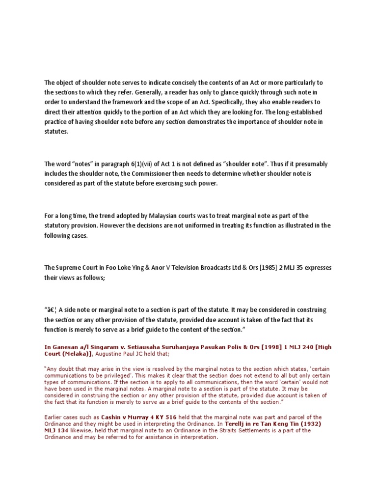 Understanding Marginal Notes in Statutes | PDF | Common Law | Taxation