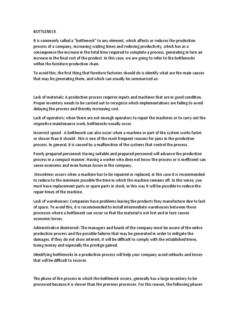 BOTTLENECK | PDF | Economic Sectors | Production And Manufacturing