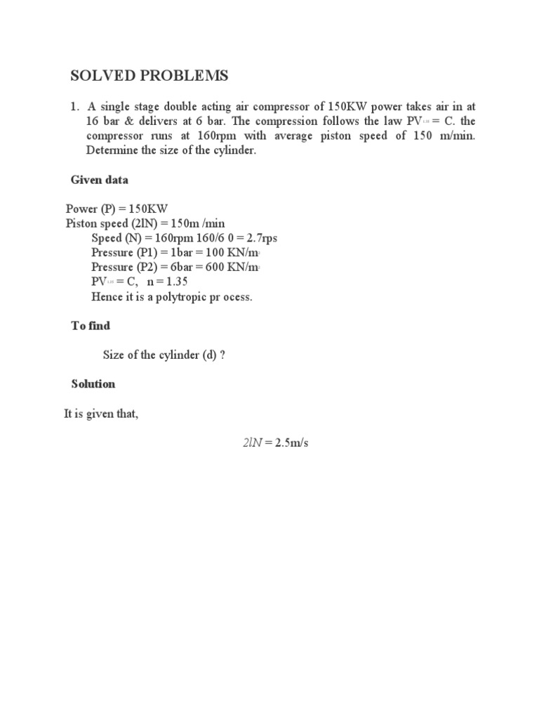 Compressor Problems PDF Continuum Mechanics Machines