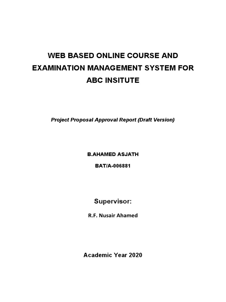 Web Based Online Examination Management System For Abc Insitute | PDF ...