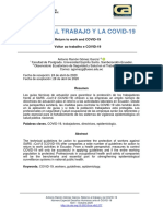 Retorno Al Trabajo Y La Covid-19: Return To Work and COVID-19 Voltar Ao Trabalho e COVID-19