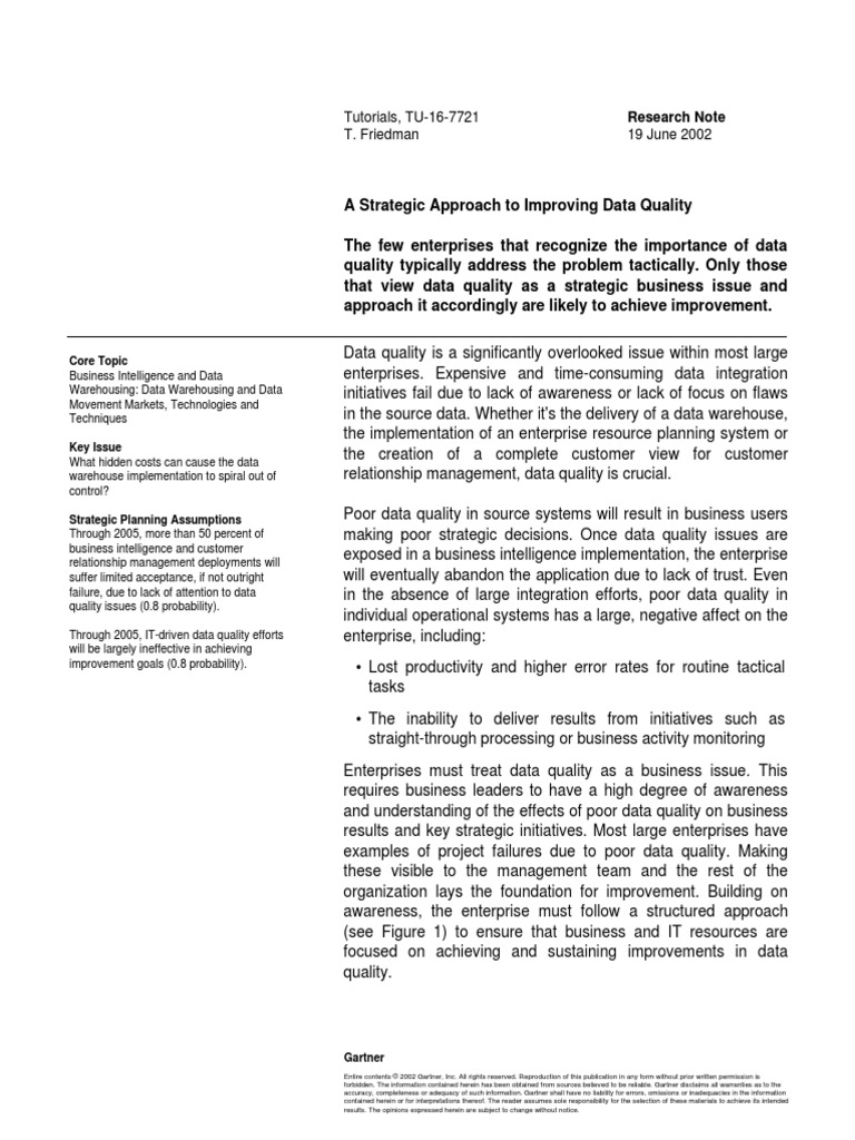 Gartner Eai Strategic Approach To Improve Data Quality PDF | PDF | Data ...
